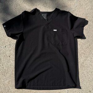 Figs Leon Three Pocket Scrub Top Men Large Black Technical Collection Nurse